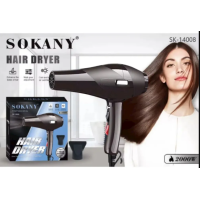 Фен для волос SOKANY SK-14008 2000 Вт, скоростей 2, кол-во насадок 1, черный