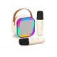 Портативная музыкальная колонка-караоке Colorful Speaker 2 микрофона RGB-свет, бежевая