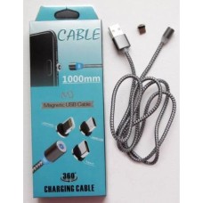 Магнитный кабель зарядки 3 в 1 с круглым разъемом micro USB, Type C, lightning
