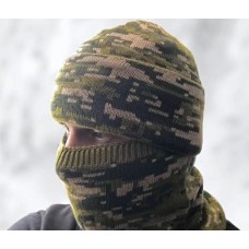 Тактическая вязаная шапка балаклава Зеленый Пиксель
