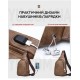 Мужская сумка бананка Jasper кросс боди барсетка с USB эко кожа коричневая