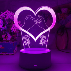 LED ночник с эффектом 3D в форме сердца (на батарейках и USB)