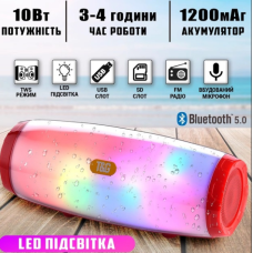Портативная беспроводная Bluetooth колонка TG-165 C LED с RGB подсветкой red
