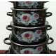Набор эмалированных кастрюль из 5 шт. Premier Крупный рисунок