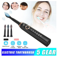 Ультрозвуковая зубная щётка с USB зарядкой + 3 сменные насадки