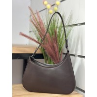 Полукруглая минималистичная сумка с экокожи шоколад
