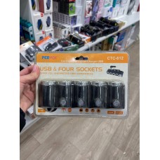 Прикуриватель два USB 120W на 4 отверстия CTC-612