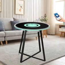 Круглый стеклянный музыкальный Bluetooth журнальный столик с подсветкой RGB