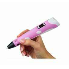 Набор 3D Ручка PEN-3 с ТРАФАРЕТАМИ LCD дисплей ABS и PLA РОЗОВАЯ +100М ПЛАСТИКА В ПОДАРОК