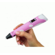 Набор 3D Ручка PEN-3 с ТРАФАРЕТАМИ LCD дисплей ABS и PLA РОЗОВАЯ +100М ПЛАСТИКА В ПОДАРОК